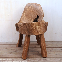 オールドチーク チェア 43cm 木製 木 イス 椅子 おしゃれ 総無垢材 飾り台 花台 アジアン家具 木製いす 天然木 2枚目の画像