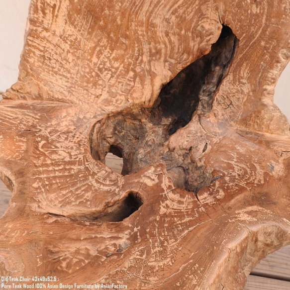オールドチーク チェア 43cm 木製 木 イス 椅子 おしゃれ 総無垢材 飾り台 花台 アジアン家具 木製いす 天然木 7枚目の画像