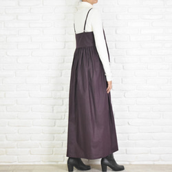 棉質吊帶背心縮褶洋裝套頭裙&lt;波爾多&gt; 第4張的照片
