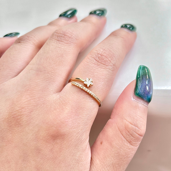 流れ星の願いをそっと込めて✴︎きらめく星モチーフリング 指輪