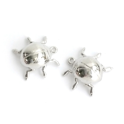 ejp543【2個入り】てんとう虫 光沢シルバーチャーム チャーム