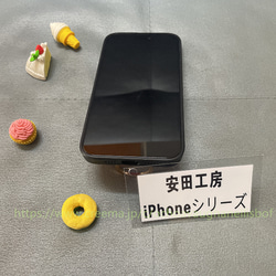 iPhone 15 14 13 12  ヌメ革 スマホケース リングバックル ハンドバンド 手帳型 本革 15pro 5枚目の画像