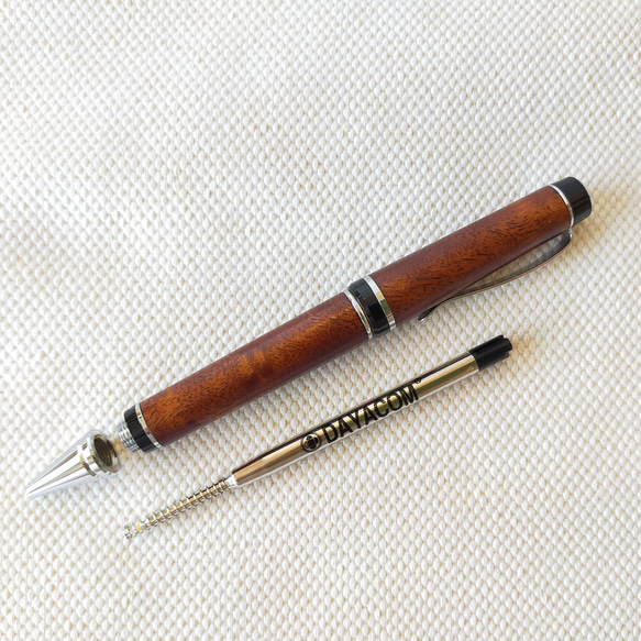 楠杢拭き漆・シガータイプボールペン（オプション：ジェットストリーム対応）2312-11 4枚目の画像