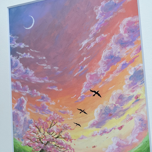 桜舞う花風景】 風景画 壁掛け 原画 桜の絵 絵画 ゆめの 通販