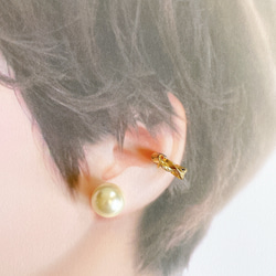 ribelo/ribbon line ear cuff unisex ゴールド  カラー 6枚目の画像