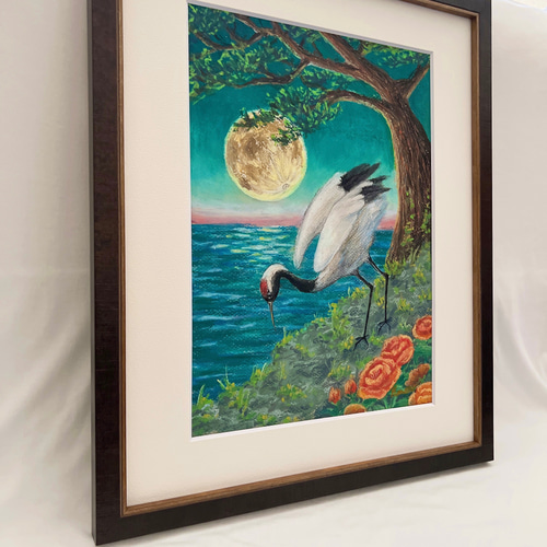 原画】 花鶴風月 風景画 壁掛け 鶴の絵 原画 絵画 ゆめの 通販