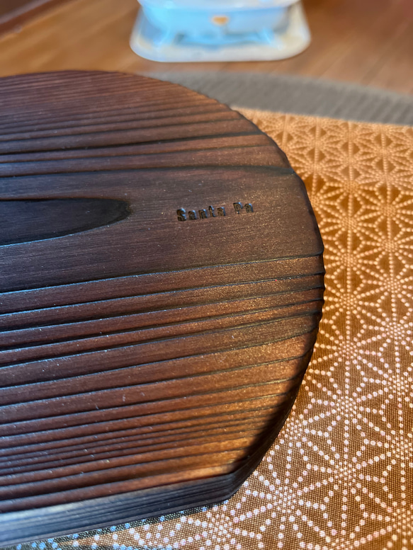 鍋敷き 飾り台 花台 木製 日本伝統うづくり技法 2枚目の画像