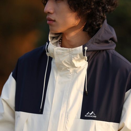 ACC フード付きジャケット 白/黒 アウトドアフードコート男女ゆったりキャンプ防風山系ジャケット