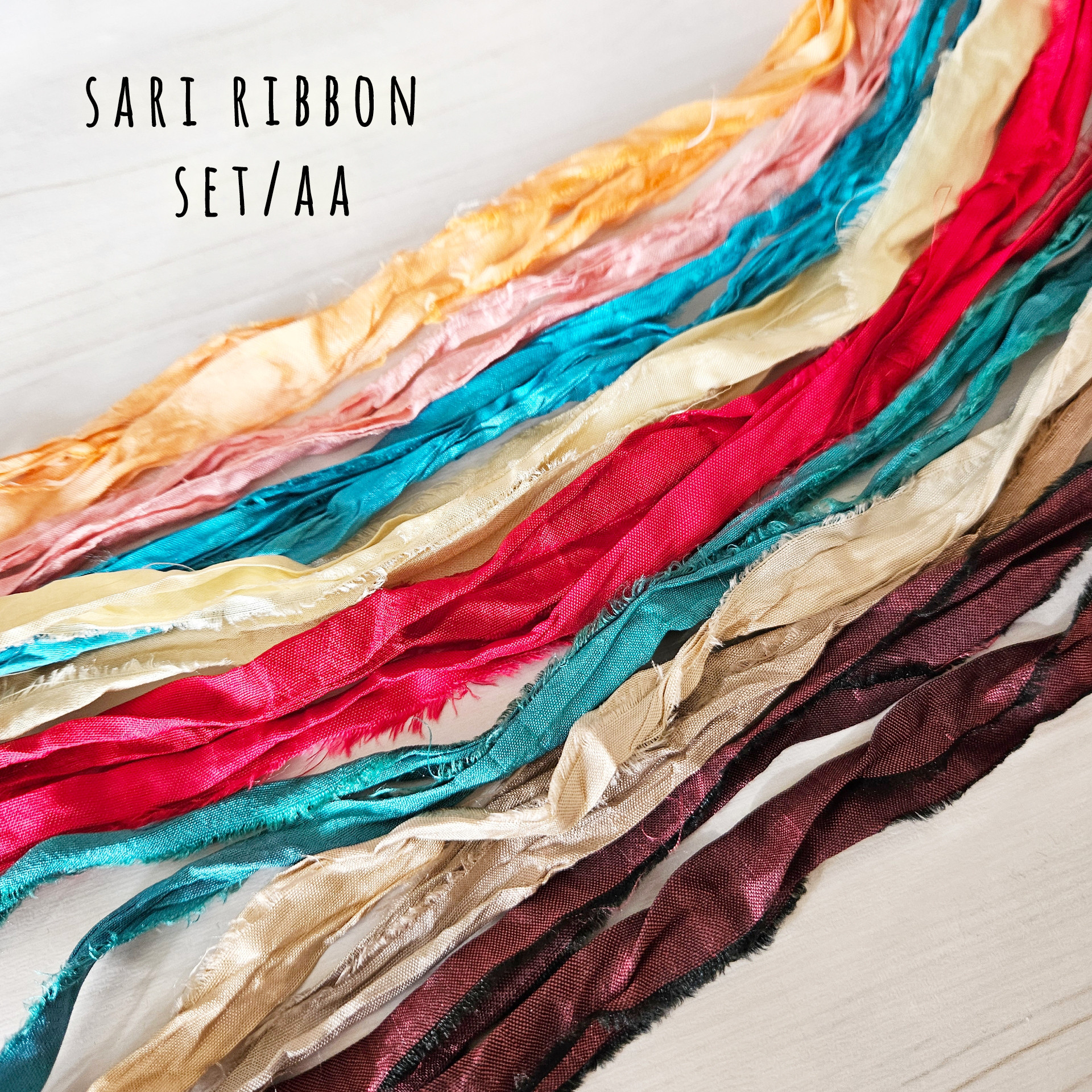 手染め裂き布リボンセット 力強く 