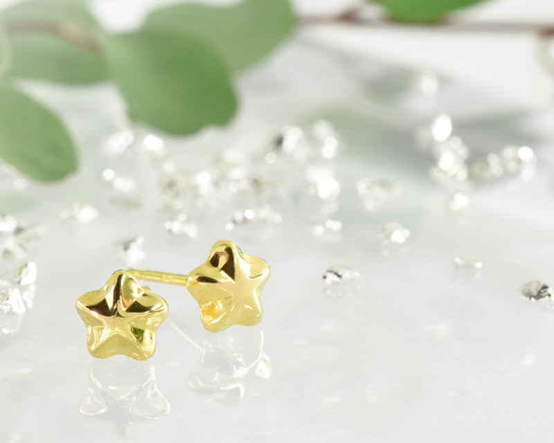 K18 星 ピアス 【S】【M】CD030-CIBS