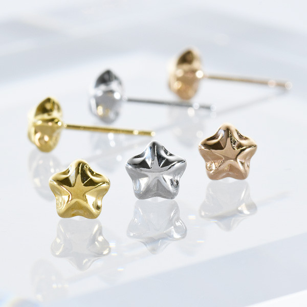 K18 星 ピアス 【S】【M】CD030-CIBS