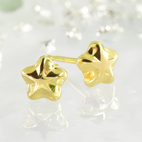 K18 星 ピアス 【S】【M】CD030-CIBS