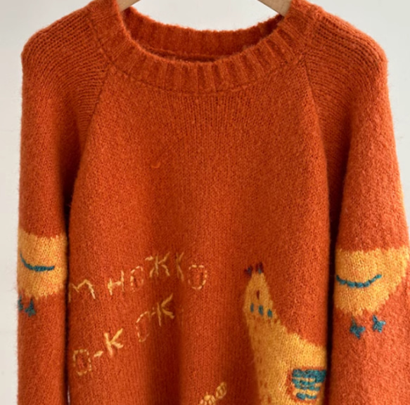 TINA●ウール.可愛.オレンジ色　丸首のセーター 9枚目の画像