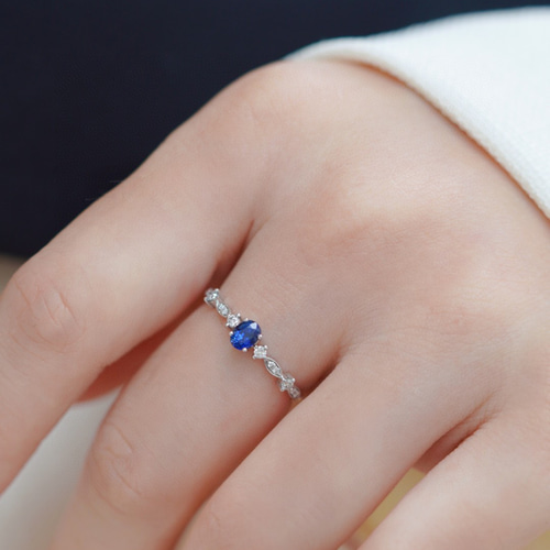 天然ダイヤモンド付きサファイアリングk18 指輪・リング パール大好き