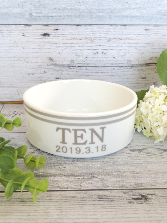 ペットフードボウル ・犬猫・選べる3色（名入れ無料）磁器