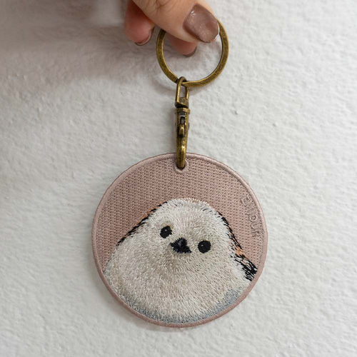 シマエナガ とり 鳥 雪の妖精 小鳥 刺繍キーホルダー shimaenaga