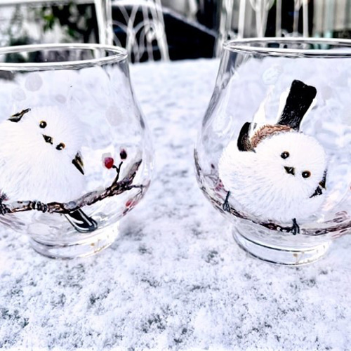 ❈〖雪の妖精〗シマエナガ❈B キラキラ☆彡マルチグラス 1個 グラス