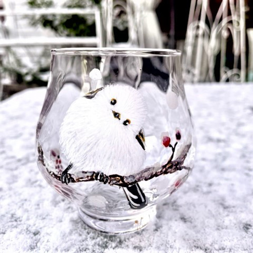 ❈〖雪の妖精〗シマエナガ❈B キラキラ☆彡マルチグラス 1個 グラス