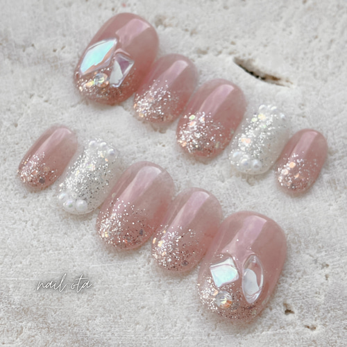 うるうるオーロラネイル ちゅるん 氷ストーン ラメグラデーション