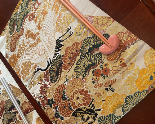 2490花嫁衣装の丸帯リメイク 正絹ランチョンマット2枚セット お正月