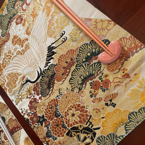 2490花嫁衣装の丸帯リメイク 正絹ランチョンマット2枚セット お正月