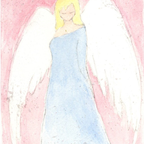 水彩画 直筆 『 アークエンジェル 』 絵画 アクリル絵具 アクリル