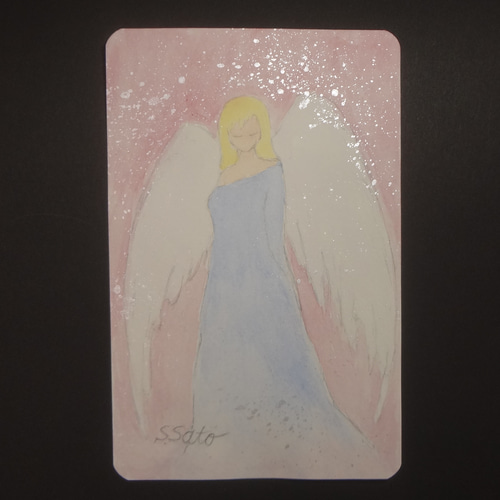 水彩画 直筆 『 アークエンジェル 』 絵画 アクリル絵具 アクリル
