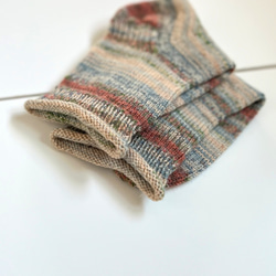 柄がかわいいくつした(23.5~24.0cm)［ベージュ］ソックス　温活　手編み靴下　ルームソックス 3枚目の画像