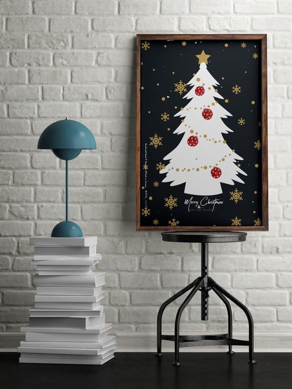 夜晚的白色聖誕樹【CM17005】洛可可草莓 WELKIN手創明信片 第1張的照片