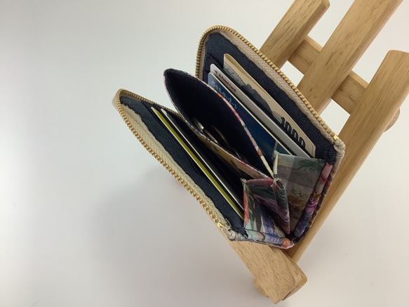 値下げ　ポケットL字財布　リバティプリント　アーカイブギンガム　ビニコ　サブ 4枚目の画像