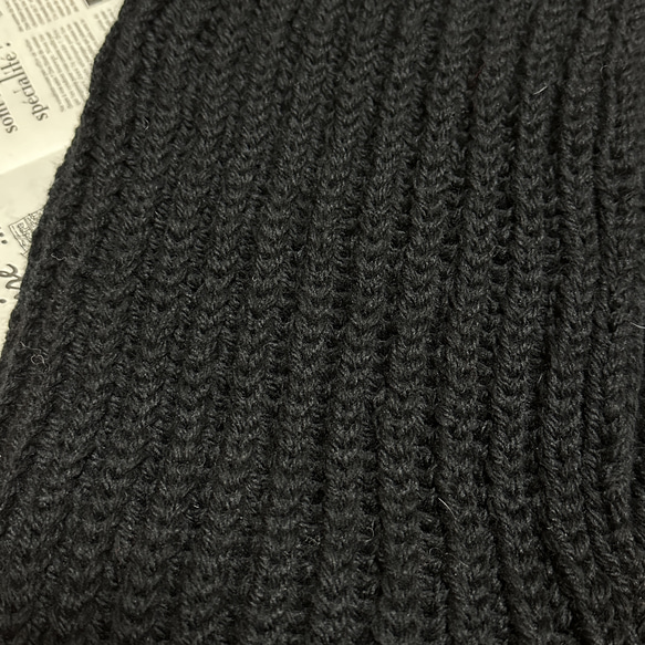 イギリスゴム編みのスヌード・黒 3枚目の画像