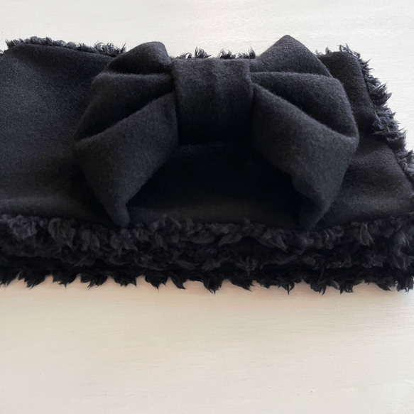 柔軟♪ 緞帶圍巾 | 拉絨羊毛（黑色）x 貴賓犬毛（黑色） 第9張的照片