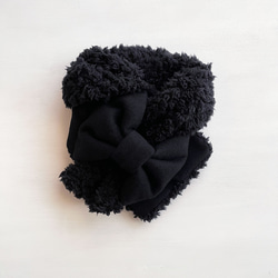 柔軟♪ 緞帶圍巾 | 拉絨羊毛（黑色）x 貴賓犬毛（黑色） 第4張的照片