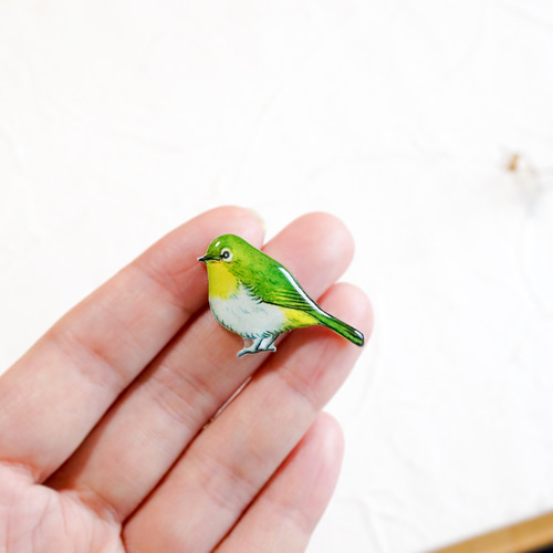 メジロ ぷくぷく ブローチ タックピン 縁起の良い 小鳥 ブローチ