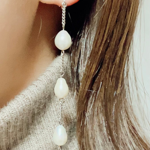 淡水パール ✨4連 雫パール✨シルバーピアス/イヤリング ピアス 