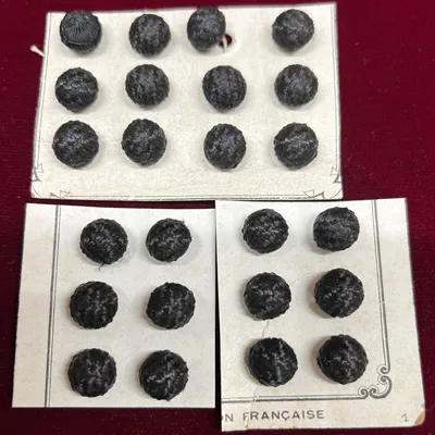 黒絹糸巻き上げ丸ボタン6pcs（No.27）