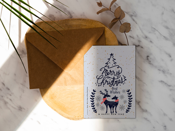 小麋鹿與媽媽聖誕卡【CM17018】洛可可草莓 WELKIN手創明信片 第2張的照片
