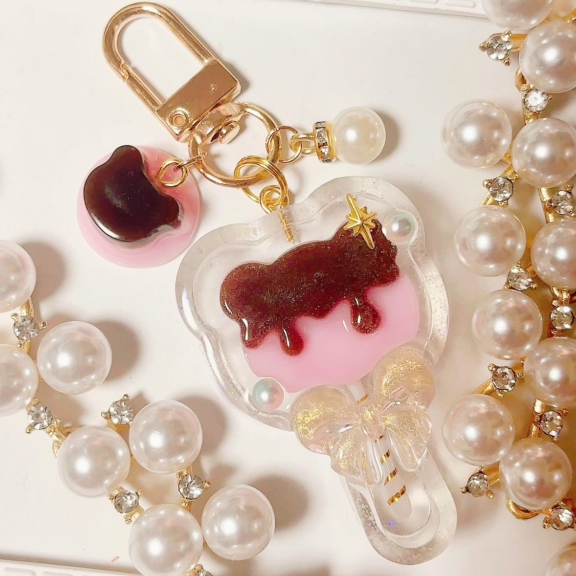 【待望★】 いちごチョコくまロリポップ◇シャカシャカキーホルダー チャーム