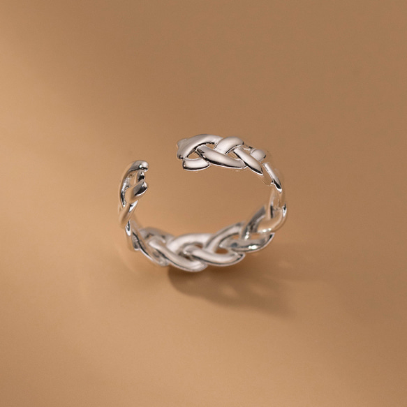シルバー925  編み模様　リング　指輪　silver925 フリーサイズ　大きさ調整可能 3枚目の画像