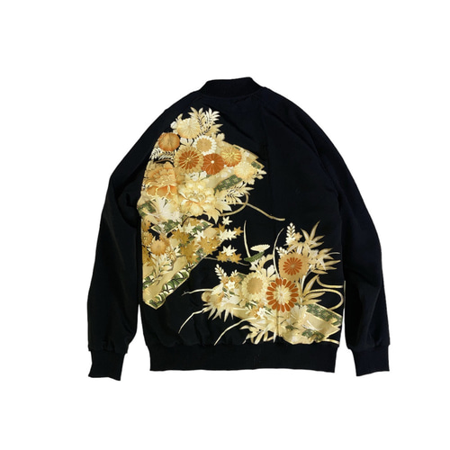 め1229着物リメイク正絹古布色留袖ジップアップスカジャンハンドメイドMサイズ め1217着物リメイク正絹黒留袖江戸褄ジップアップスカジャン