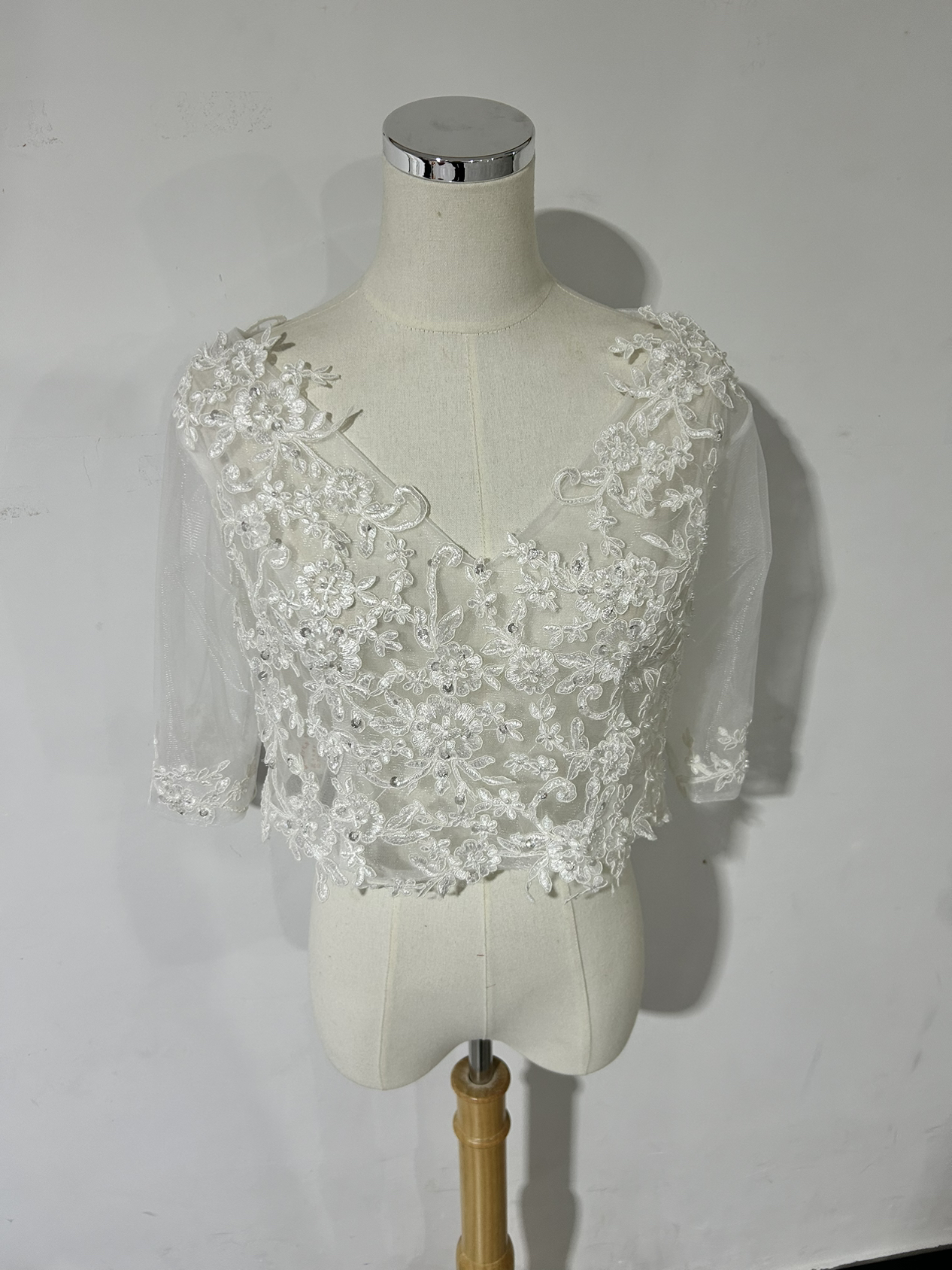 エレガント トップス くるみボタン 上品レース Vネックボレロ 結婚式/披露宴
