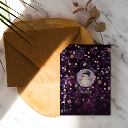 紫夜裡的小雪人聖誕卡【CM17034】洛可可草莓 WELKIN手創明信片 第2張的照片
