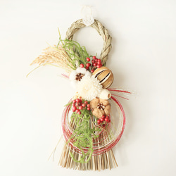 即日発送】しめ縄飾り～ドライフラワー・ソラフラワー・木の実・水引き