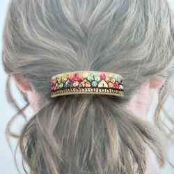 【146】インド刺繍　バレッタ　ポニーバレッタ　ポニーテール　ヘアアクセサリー 1枚目の画像