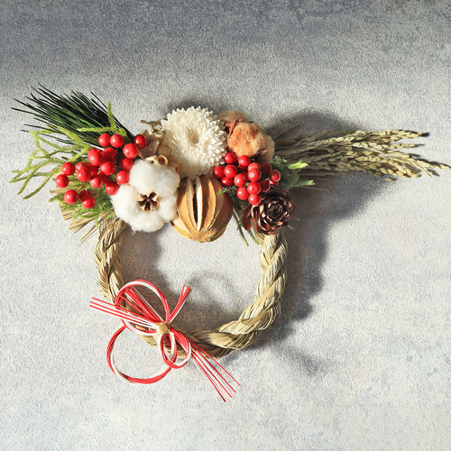 17.長野より正月飾りしめ縄松飾り注連縄リーススワッグ クリスマス 楽天市場】ドライフラワー リース スワッグ しめなわ お正月