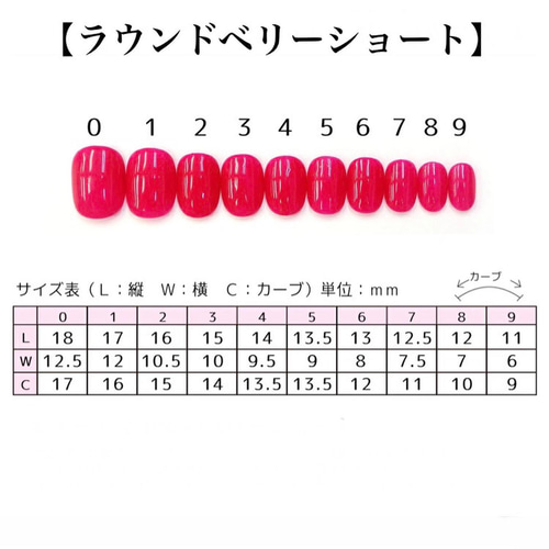 ネイルチップ サイズ表 ネイルチップ サイズ表
