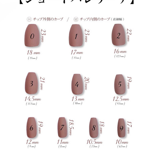 チップサイズ表♡サイズオーダー方法 ネイルチップ（つけ爪） sparkle