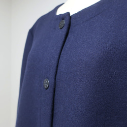 雙面羊毛材質❣️寬鬆肩部繭型大衣（羊毛/海軍藍） 第18張的照片