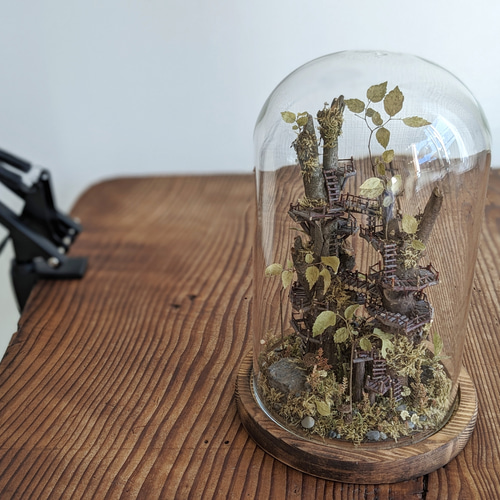 大きな大きなツリーハウス /ガラスドーム/ミニチュア/ドライフラワー
