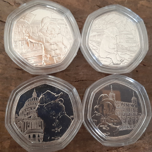 イギリスのパディントン50ペンス硬貨、4種コンプリート版です